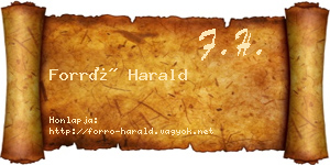 Forró Harald névjegykártya